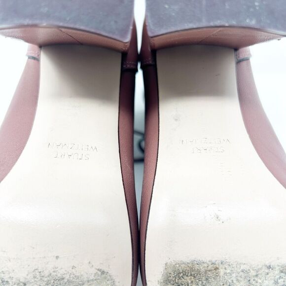 Stuart Weitzman Veruka Leather Lace Up Rose Mauve Boots 8 - Picture 9 of 11